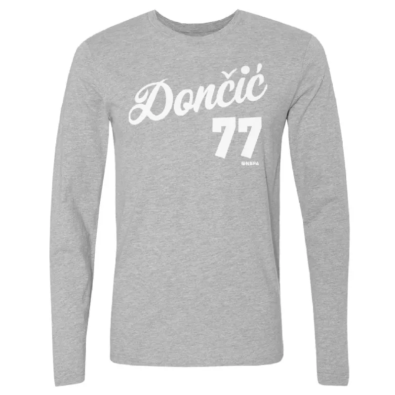 Luka Doncic Dallas Script WHT sold by 500 Level