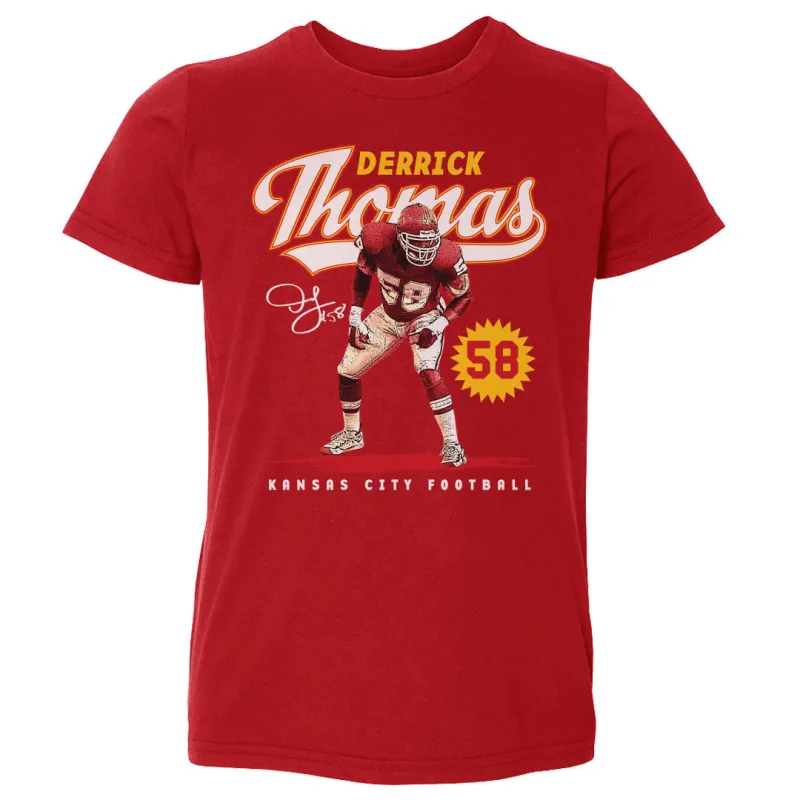 Derrick Thomas Kansas City Vintage Script WHT sold by 500 Level