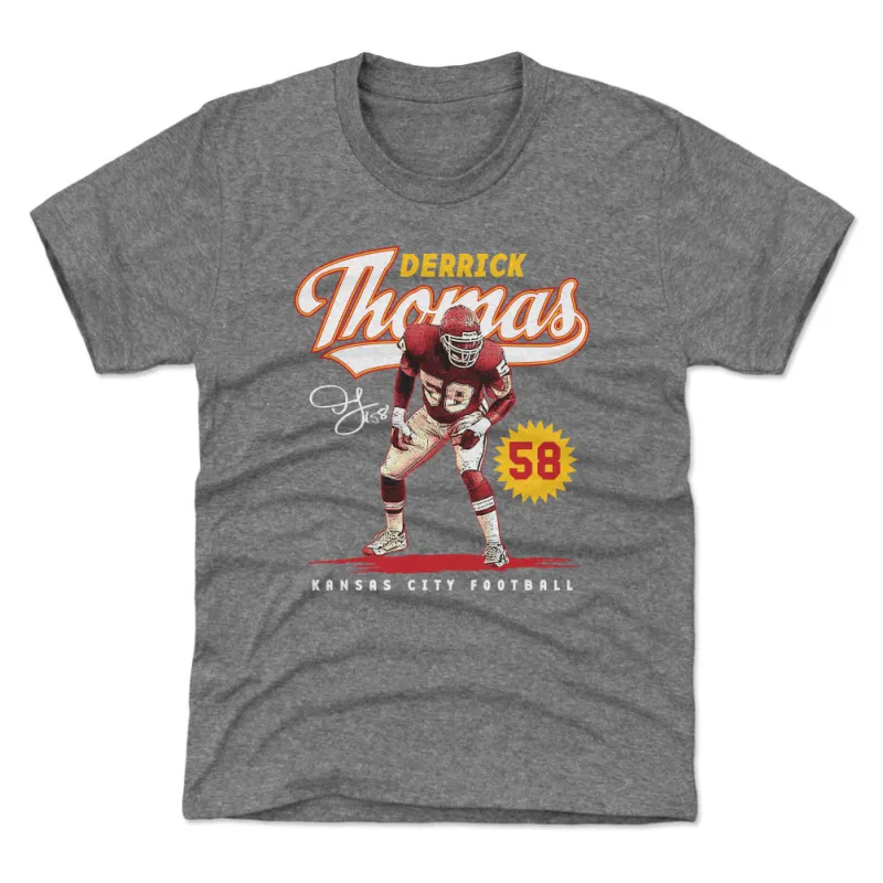 Derrick Thomas Kansas City Vintage Script WHT sold by 500 Level