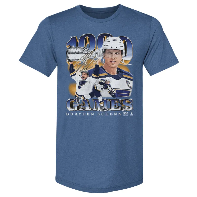 Brayden Schenn St. Louis Blues 1000th Game Vintage WHT made by 500 Level