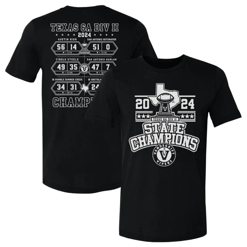 Vandegrift Vipers 2024 6A II State Champions F&B WHT made by 500 Level