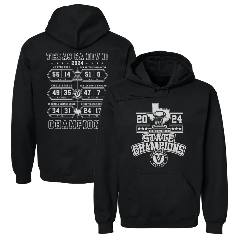 Vandegrift Vipers 2024 6A II State Champions F&B WHT made by 500 Level