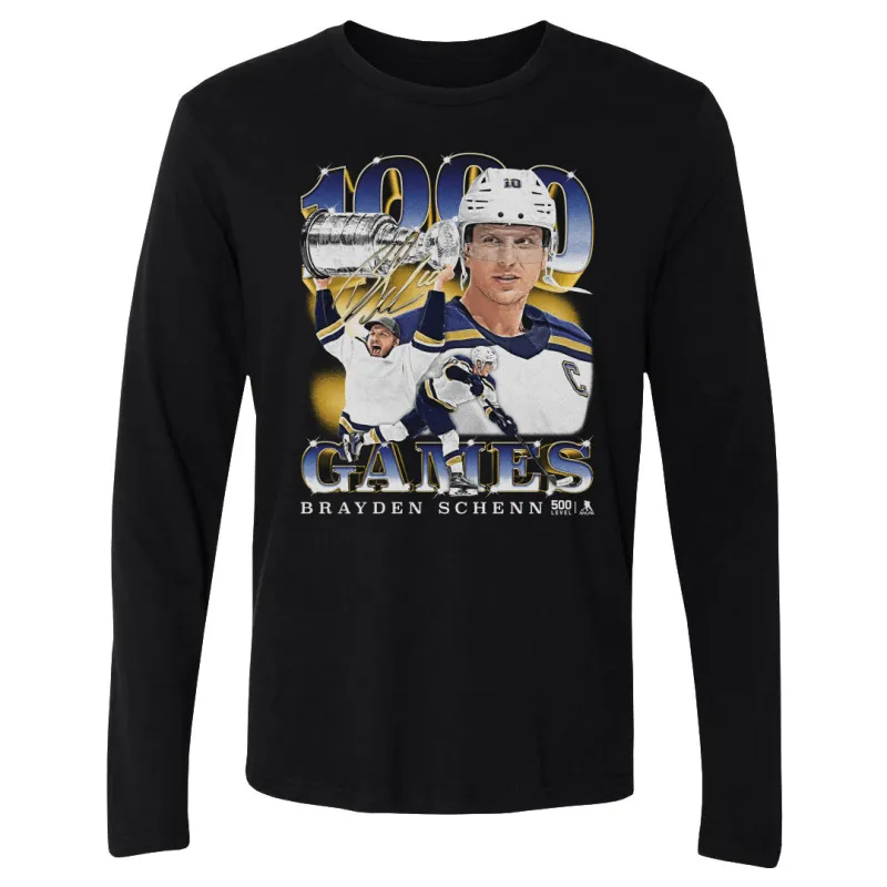 Brayden Schenn St. Louis 1000th Game Vintage WHT made by 500 Level