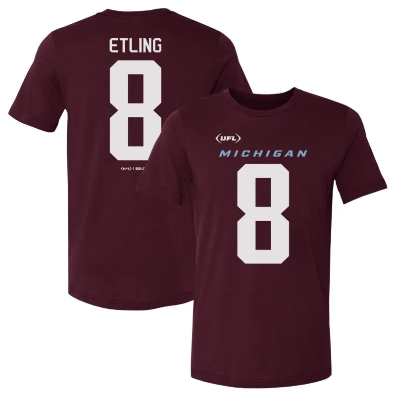 Danny Etling Michigan Panthers Name & Number F&B WHT sold by 500 Level