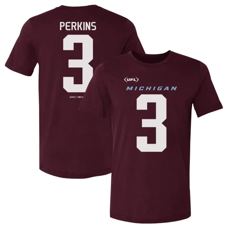 Bryce Perkins Michigan Panthers Name & Number F&B WHT sold by 500 Level