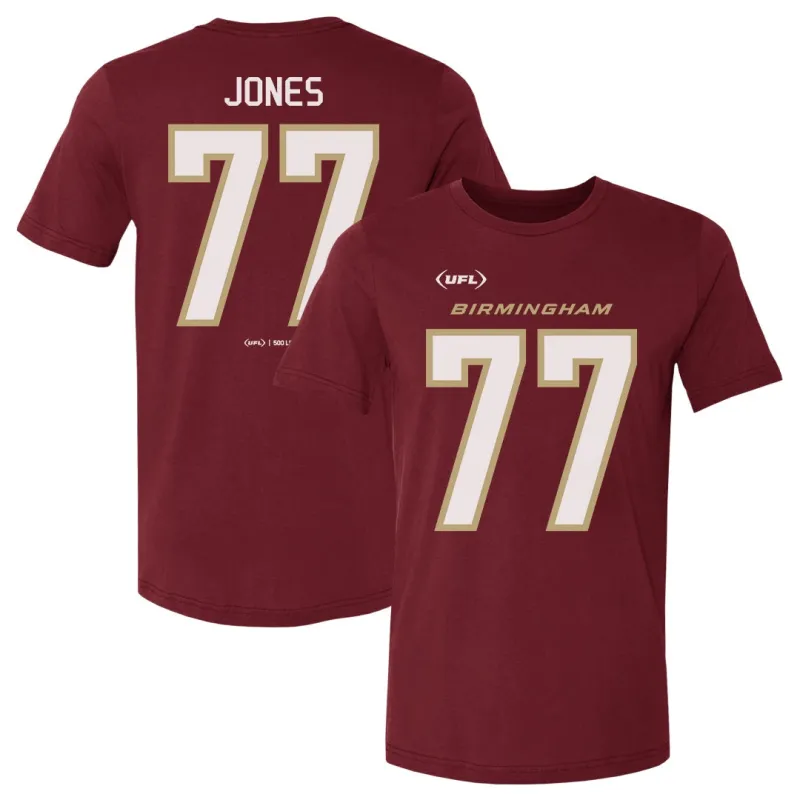 Jarron Jones Birmingham Stallions Name & Number F&B WHT sold by 500 Level