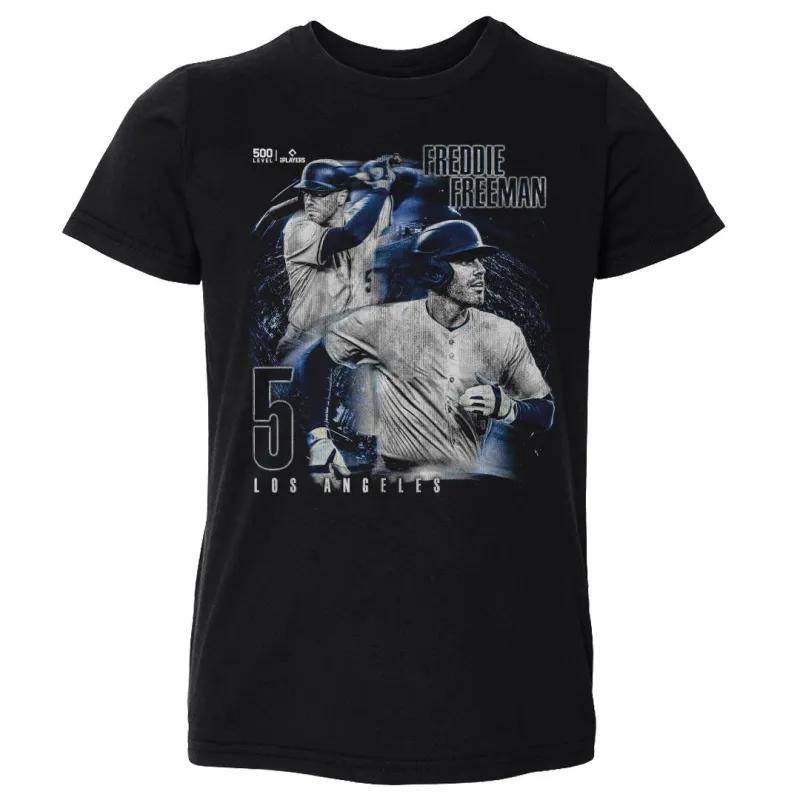 Freddie Freeman Los Angeles D Grunge WHT sold by 500 Level