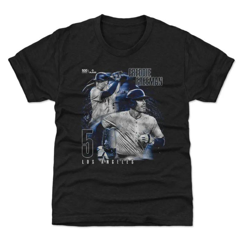 Freddie Freeman Los Angeles D Grunge WHT sold by 500 Level