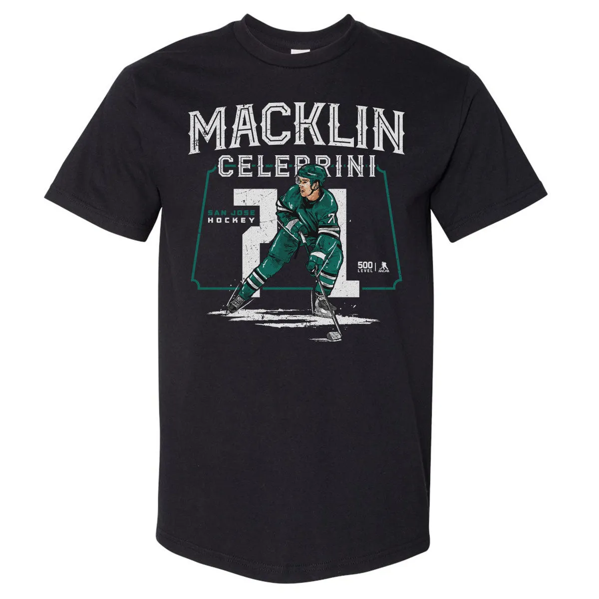 Macklin Celebrini San Jose Player Name WHT sold by 500 Level