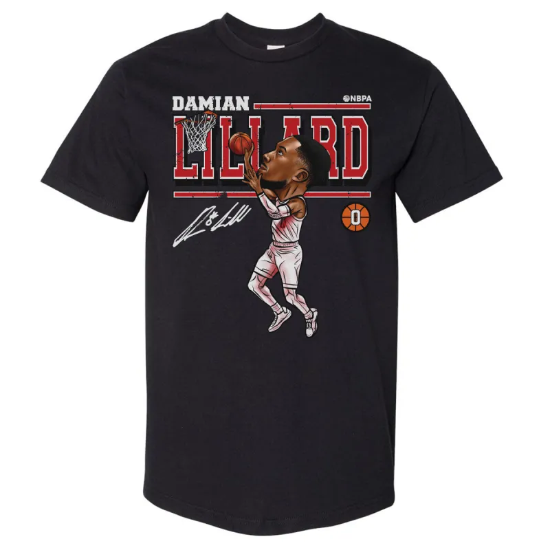 Damian Lillard Portland Cartoon WHT sold by 500 Level