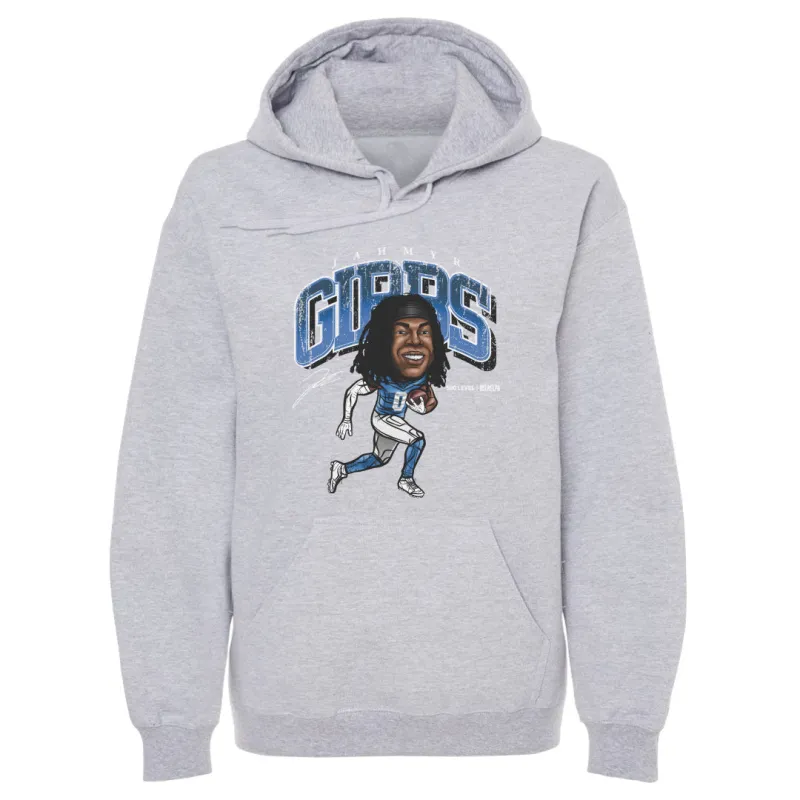 Jahmyr Gibbs Detroit Cartoon WHT sold by 500 Level