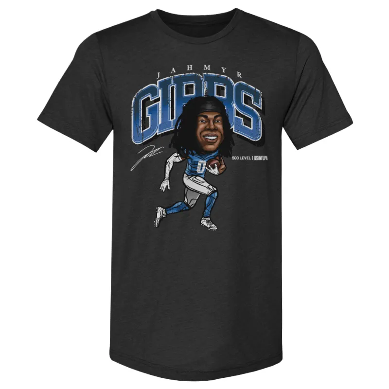Jahmyr Gibbs Detroit Cartoon WHT sold by 500 Level