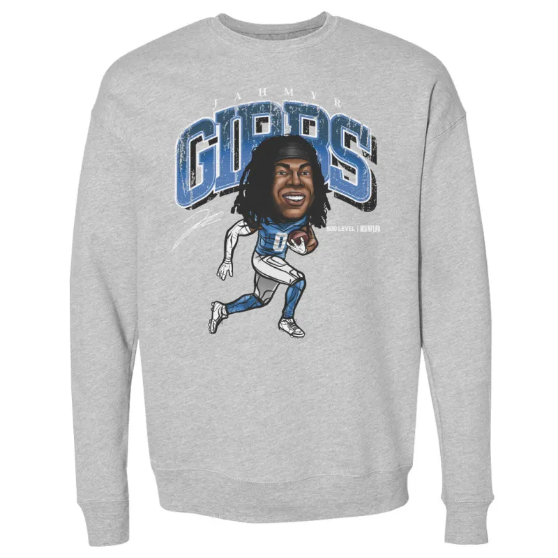 Jahmyr Gibbs Detroit Cartoon WHT sold by 500 Level