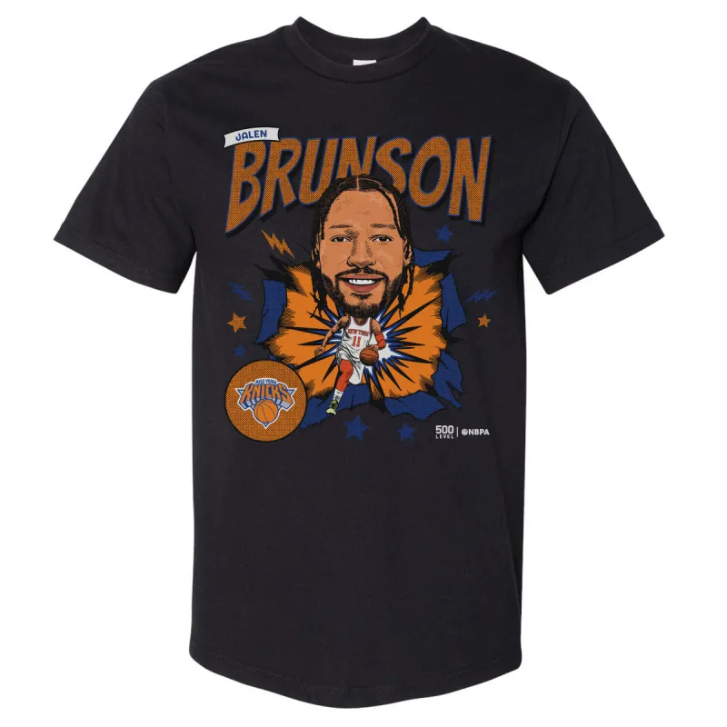 Jalen Brunson New York Knicks Caricature Retro WHT sold by 500 Level