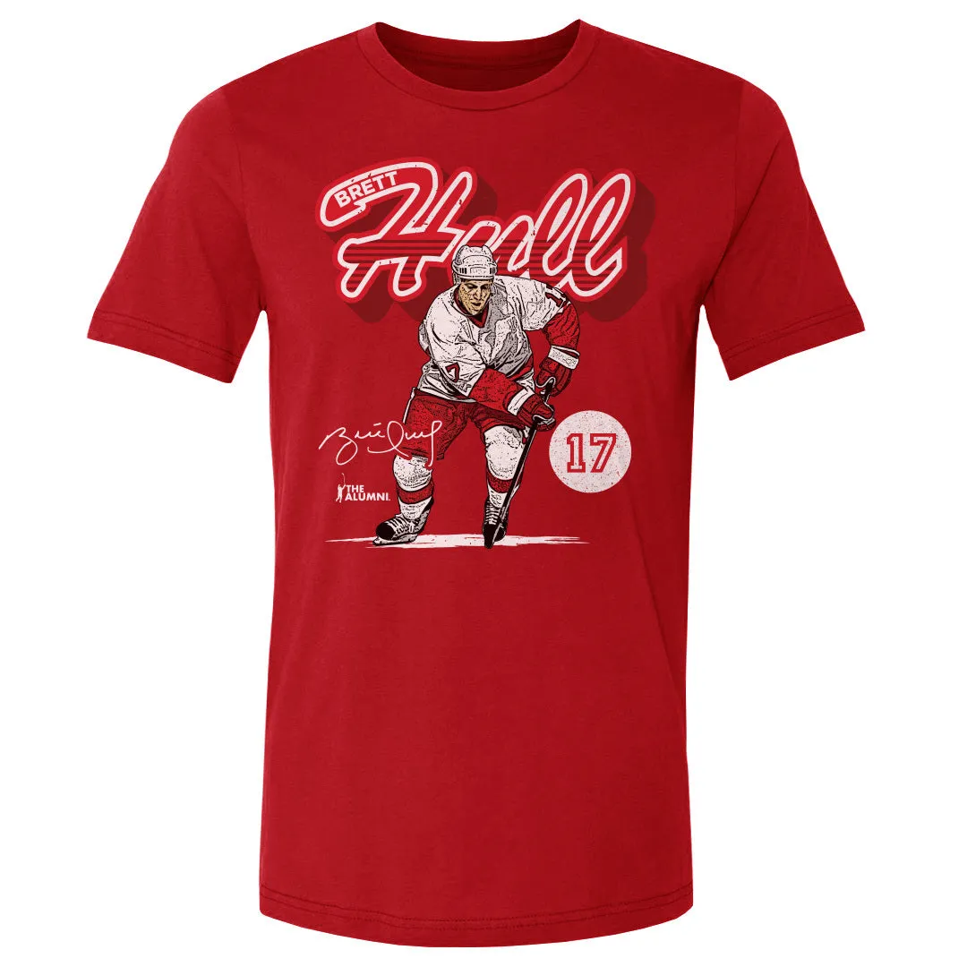 Brett Hull Detroit Retro Script WHT sold by 500 Level