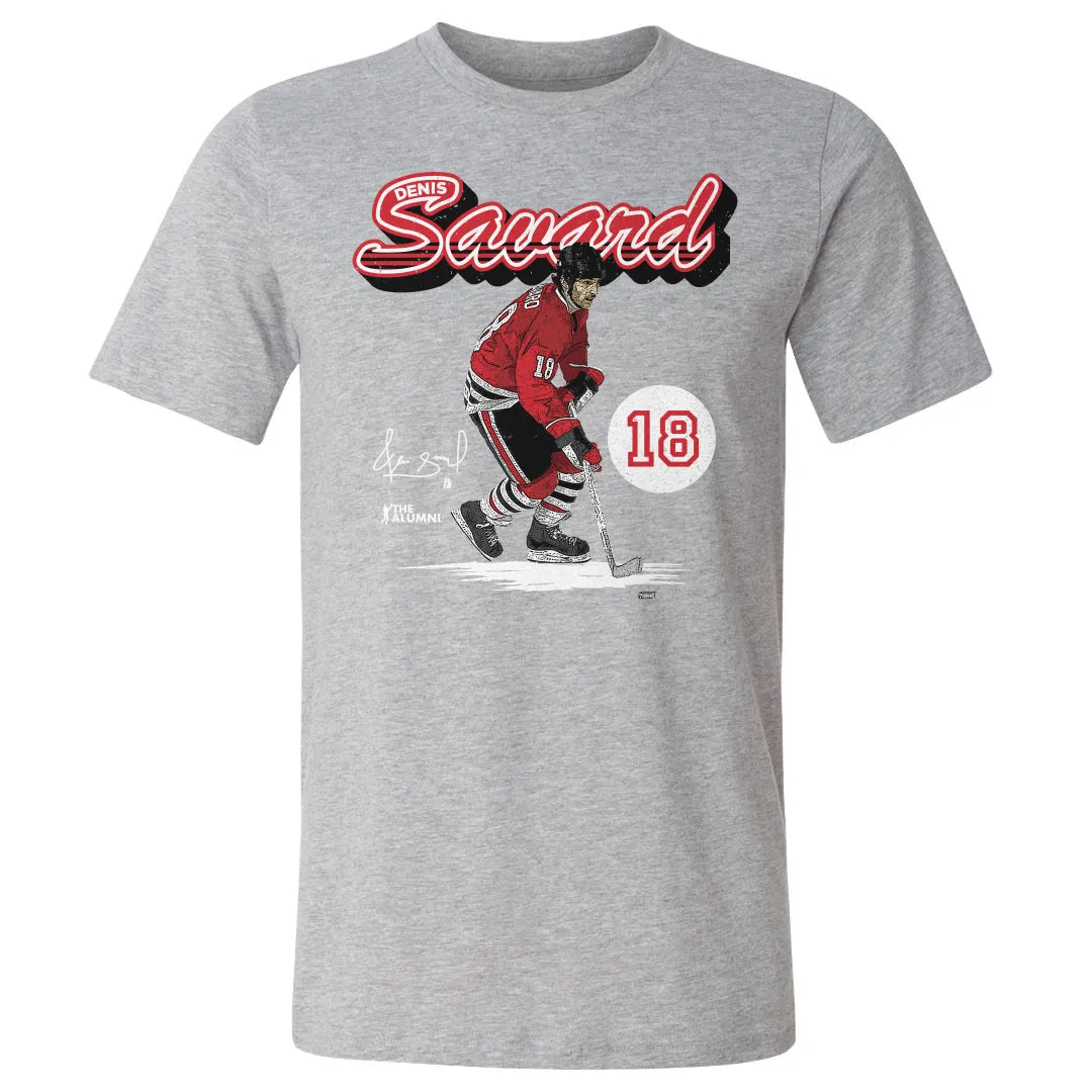 Denis Savard Chicago Retro Script WHT sold by 500 Level
