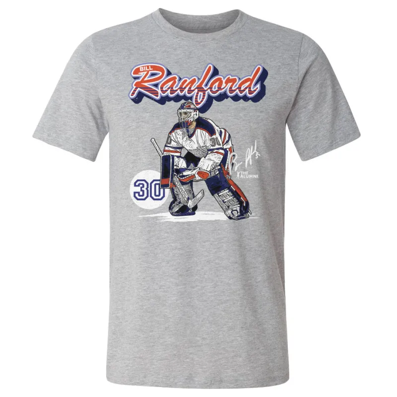 Bill Ranford Edmonton Retro Script WHT sold by 500 Level