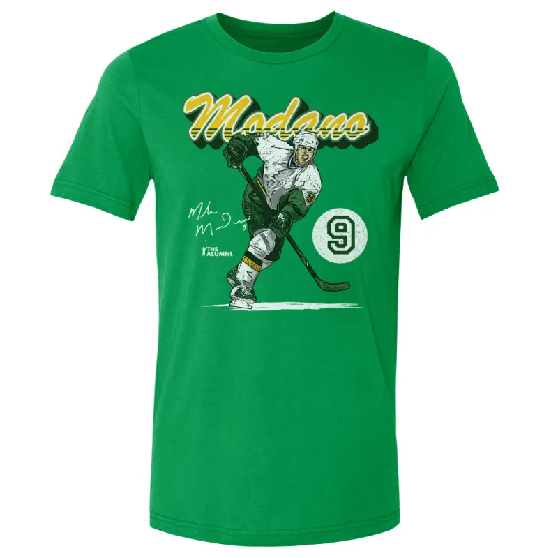 Mike Modano Minnesota Retro Script WHT sold by 500 Level