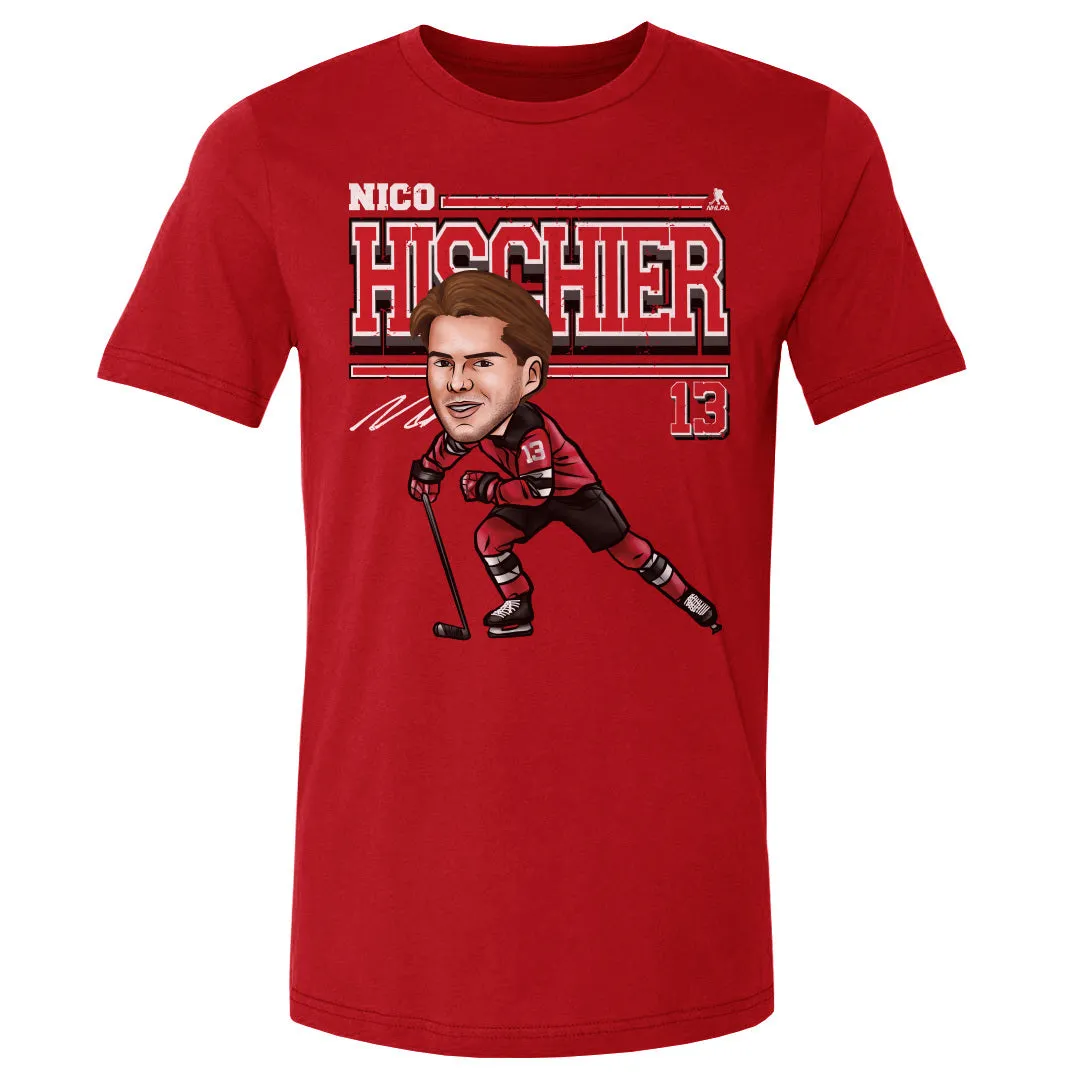 Nico Hischier New Jersey Cartoon WHT sold by 500 Level