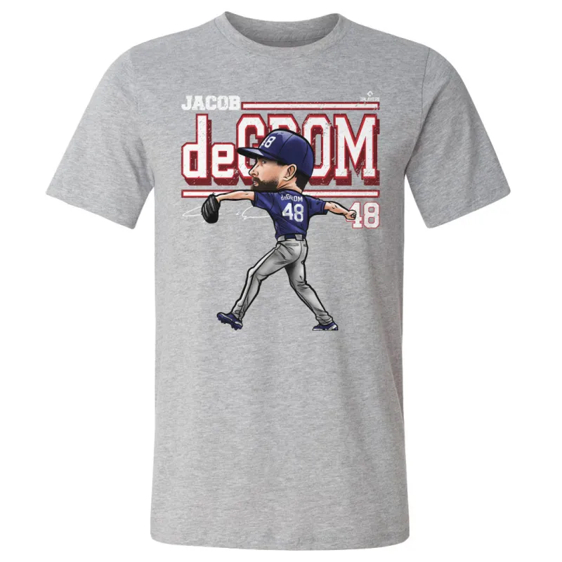 Jacob DeGrom Texas Cartoon WHT made by 500 Level