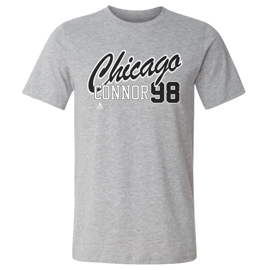 Connor Bedard Chicago Script 98 WHT sold by 500 Level