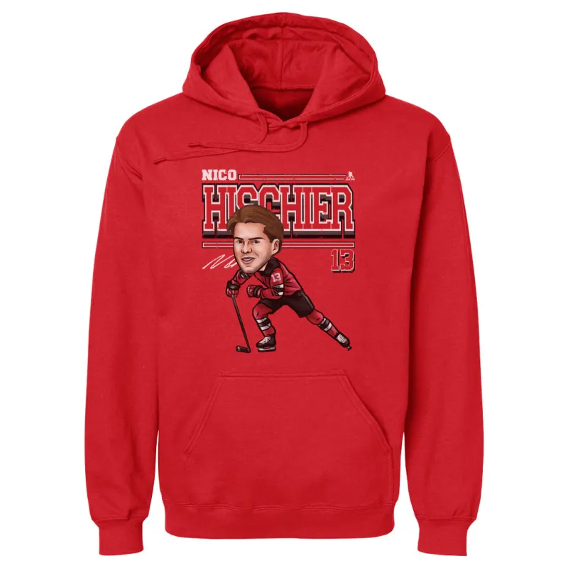 Nico Hischier New Jersey Cartoon WHT sold by 500 Level