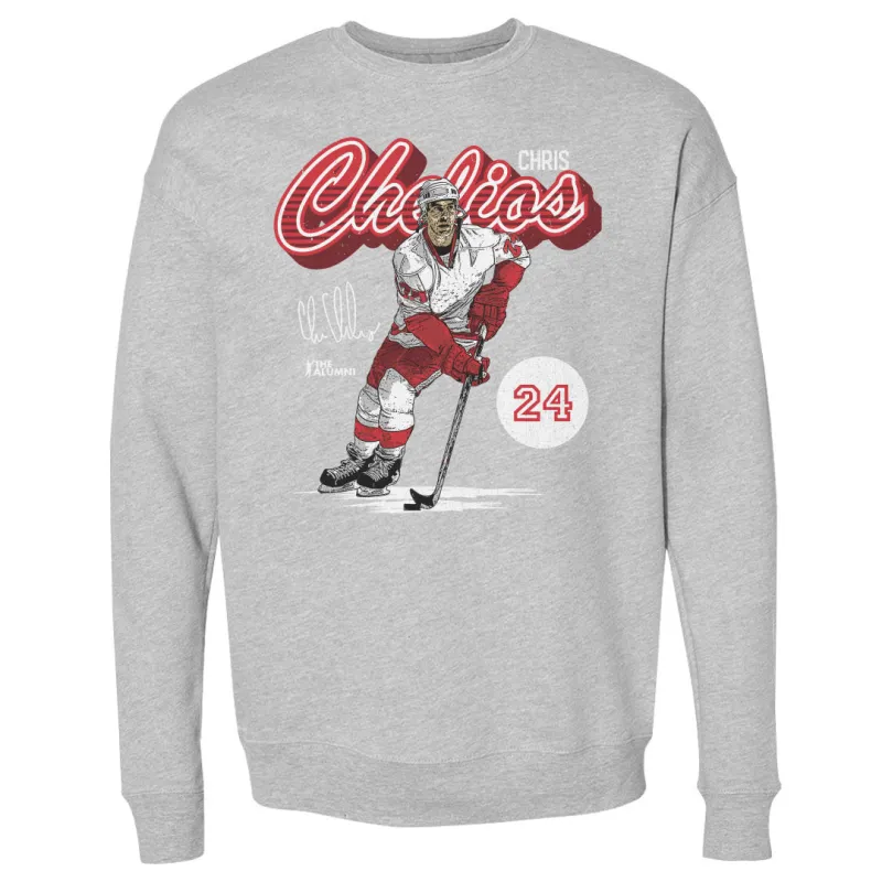 Chris Chelios Detroit Retro Script WHT made by 500 Level