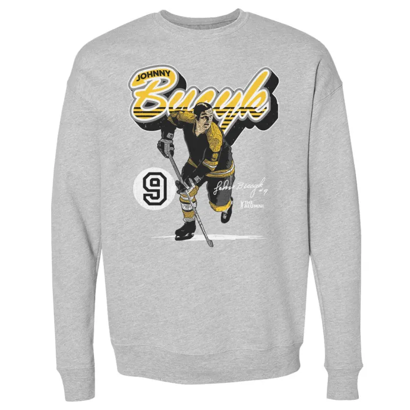 Johnny Bucyk Boston Retro Script WHT sold by 500 Level