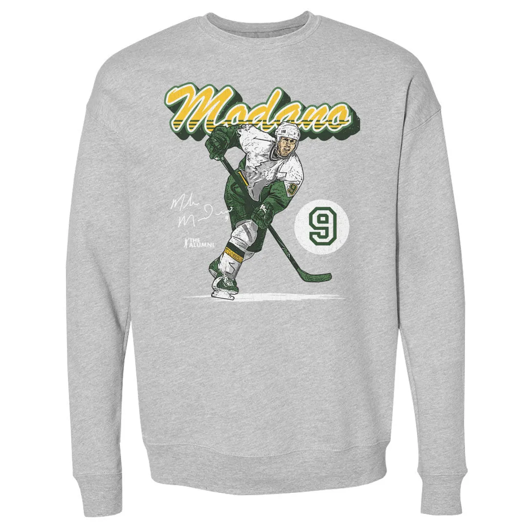 Mike Modano Minnesota Retro Script WHT sold by 500 Level
