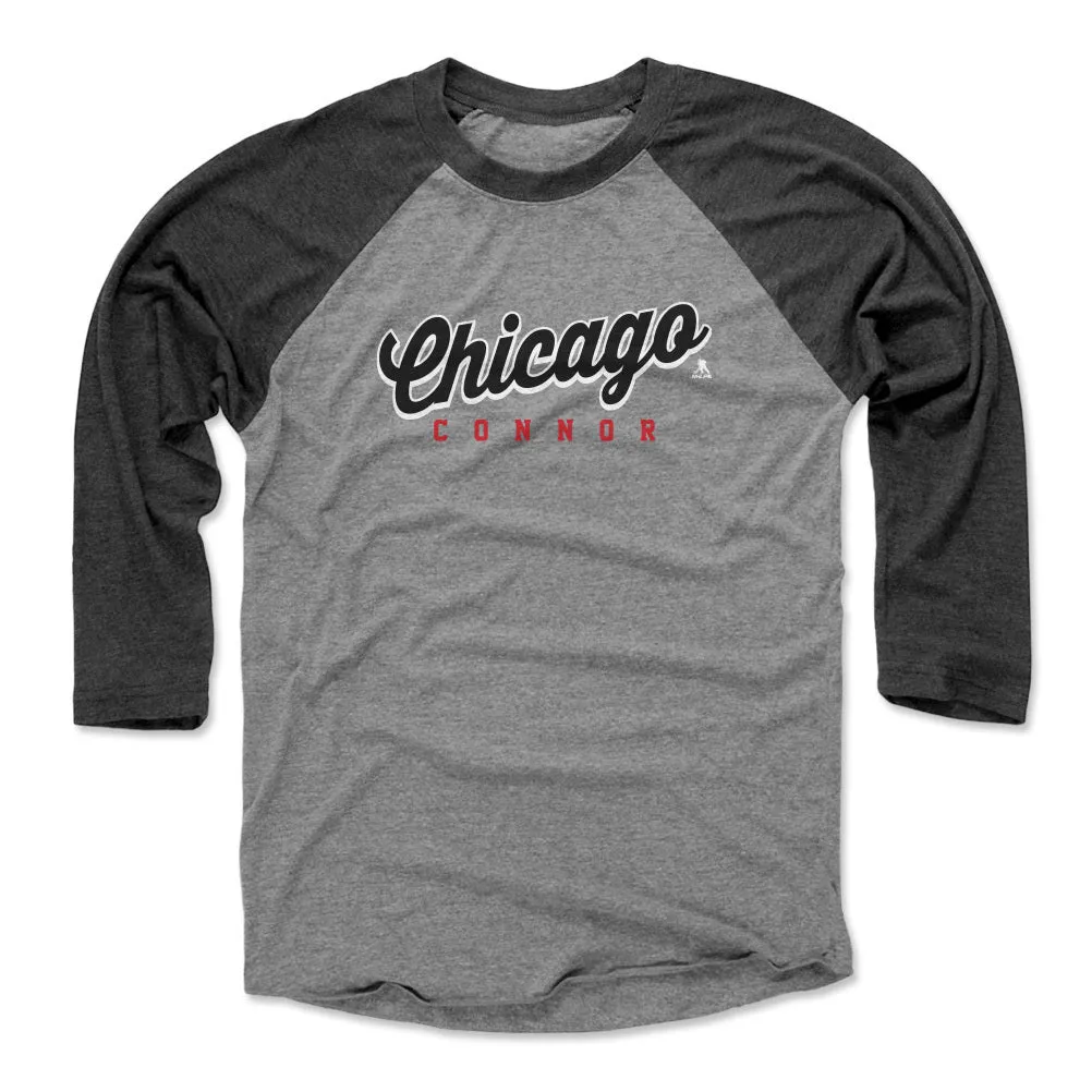 Connor Bedard Chicago Script Connor WHT sold by 500 Level