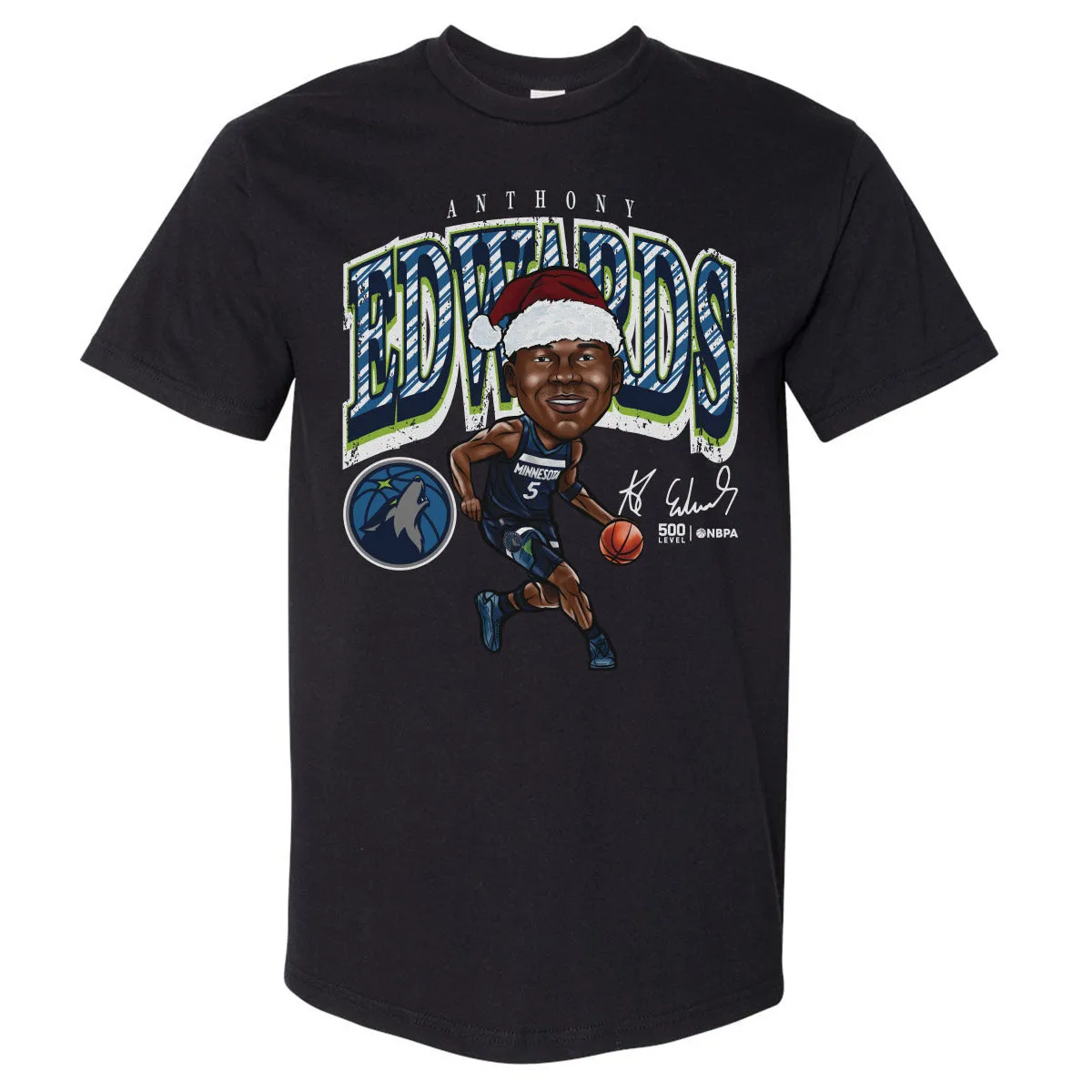 Anthony Edwards Minnesota Timberwolves Cartoon Santa Hat WHT sold by 500 Level