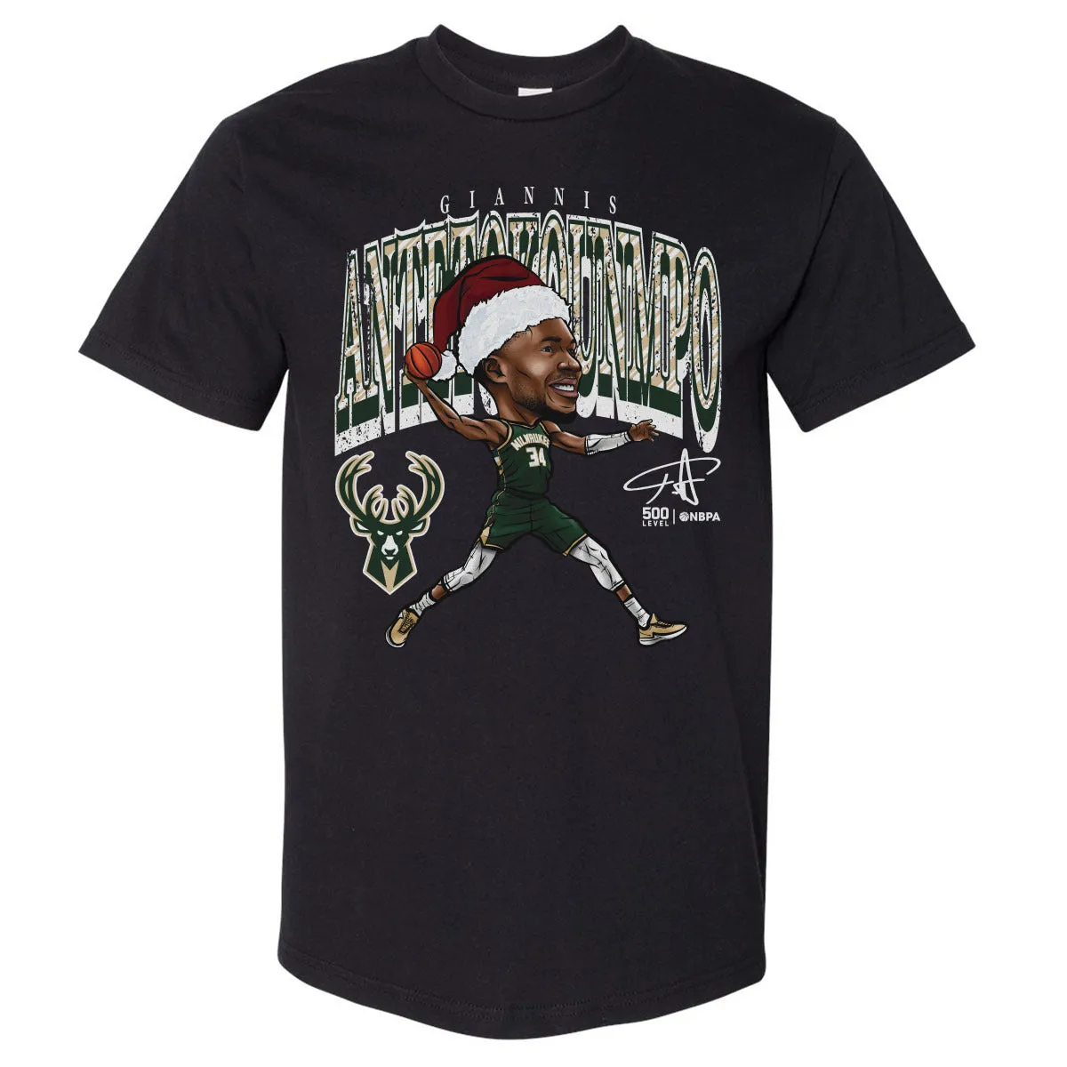 Giannis Antetokounmpo Milwaukee Bucks Cartoon Santa Hat WHT sold by 500 Level
