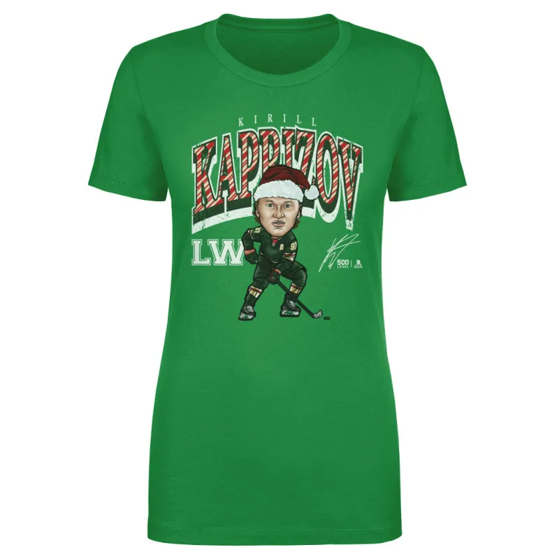 Kirill Kaprizov Minnesota Cartoon Santa Hat WHT made by 500 Level