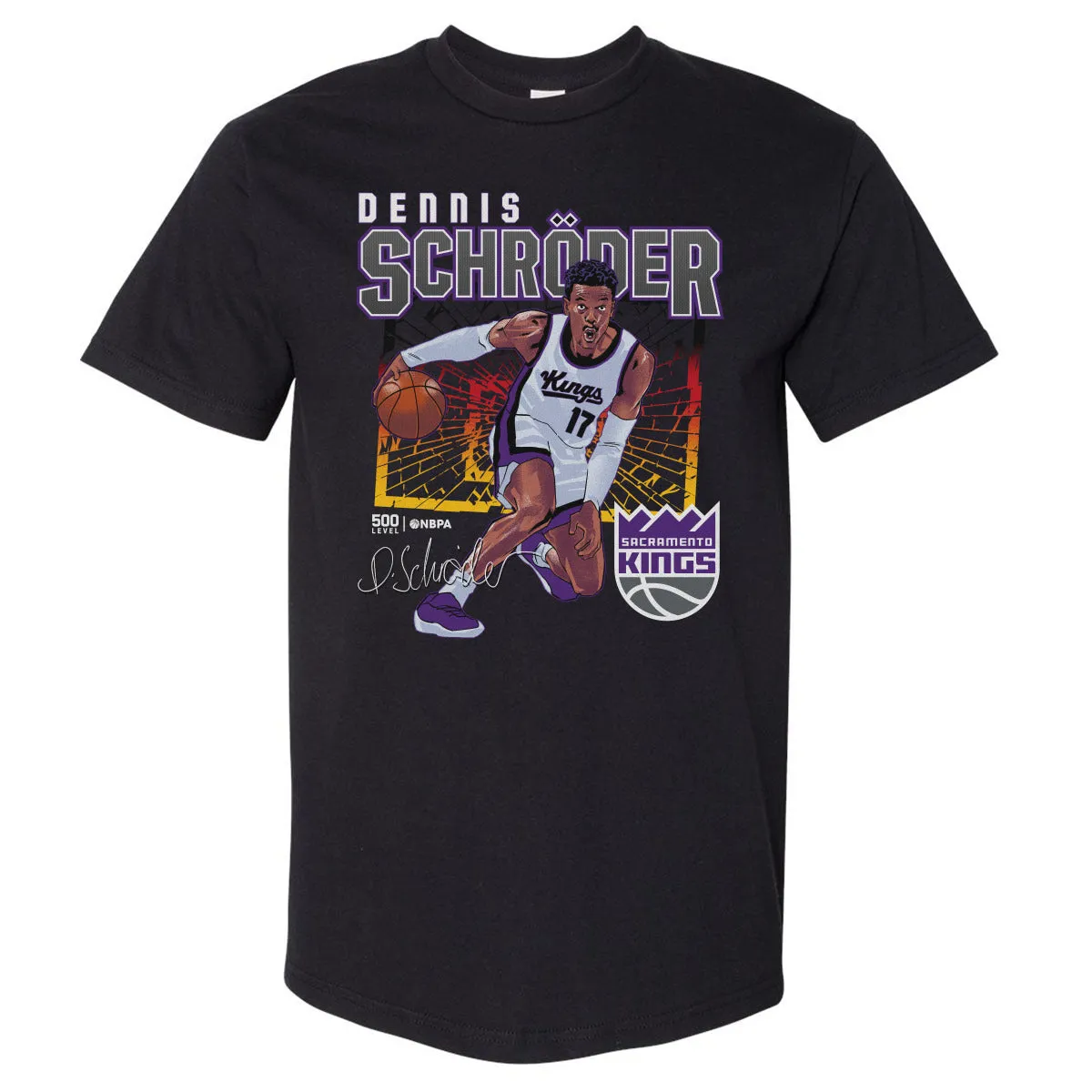 Dennis Schroder Sacramento Kings Shattered Flag WHT sold by 500 Level