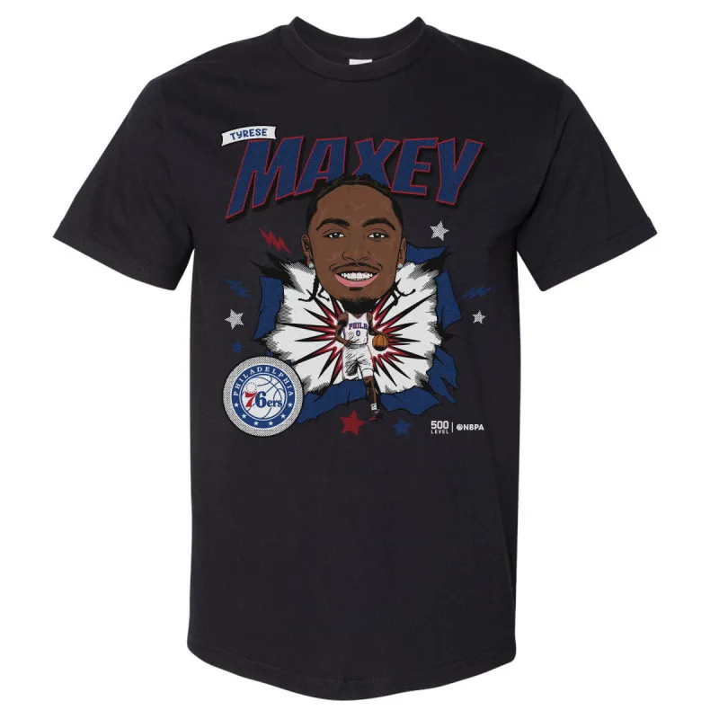 Tyrese Maxey Philadelphia 76ers Caricature WHT sold by 500 Level
