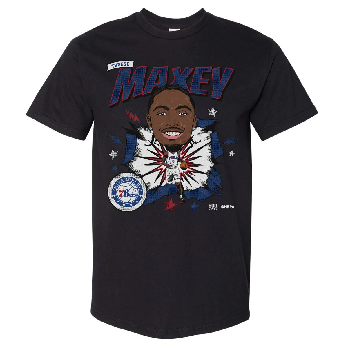 Tyrese Maxey Philadelphia 76ers Caricature WHT sold by 500 Level