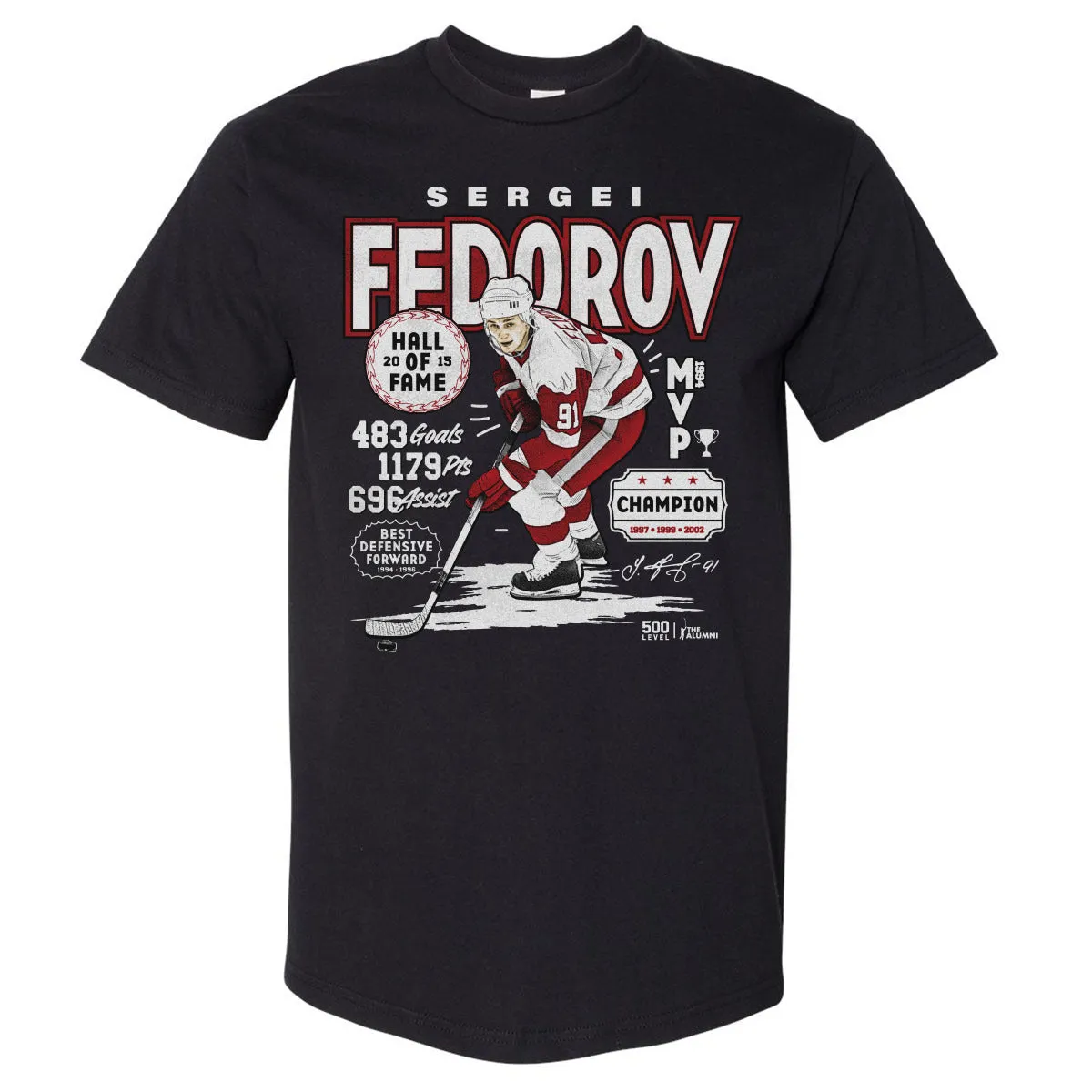 Sergei Fedorov Detroit Vintage Stats WHT sold by 500 Level