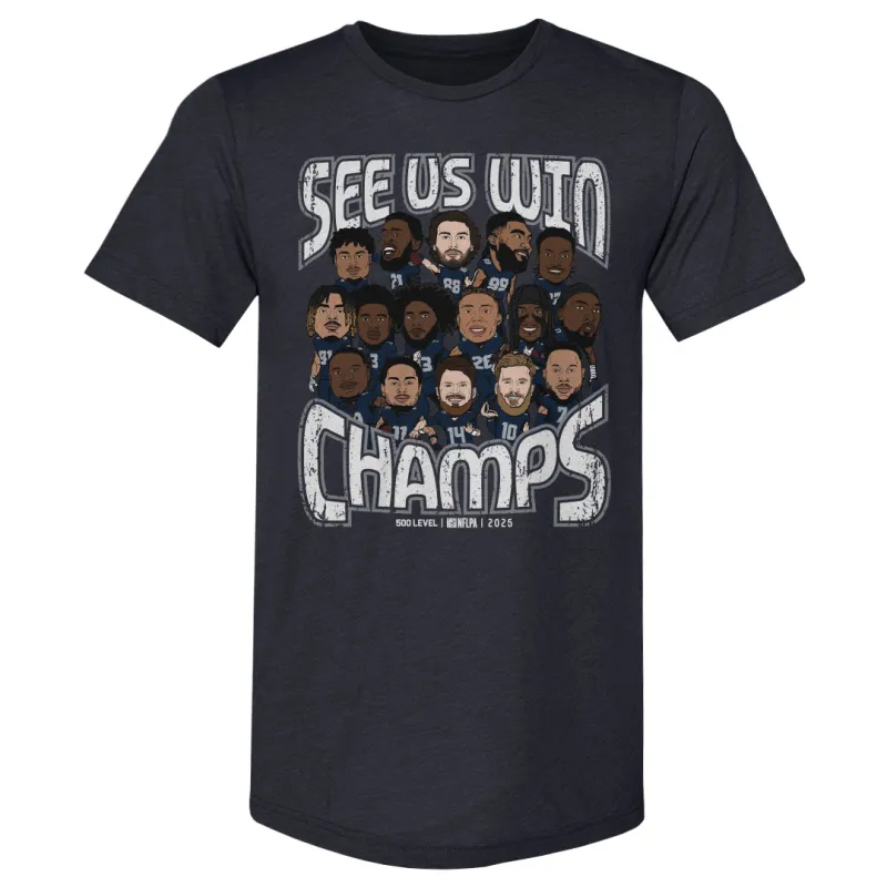 Seattle Football 2025 Champs Cartoon WHT sold by 500 Level