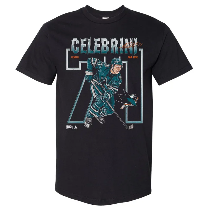 Macklin Celebrini San Jose Sharks Number Outline WHT made by 500 Level