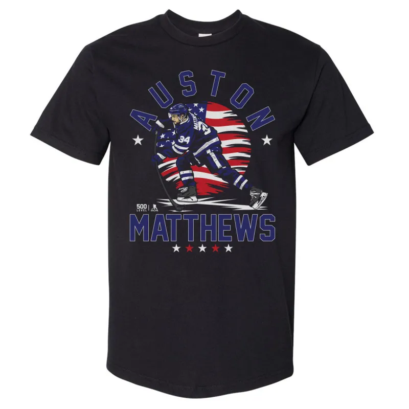 Auston Matthews Toronto USA Flag WHT sold by 500 Level