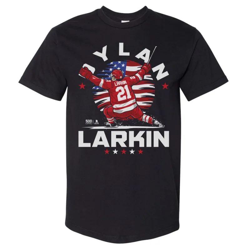 Dylan Larkin Detroit USA Flag Celebration WHT made by 500 Level