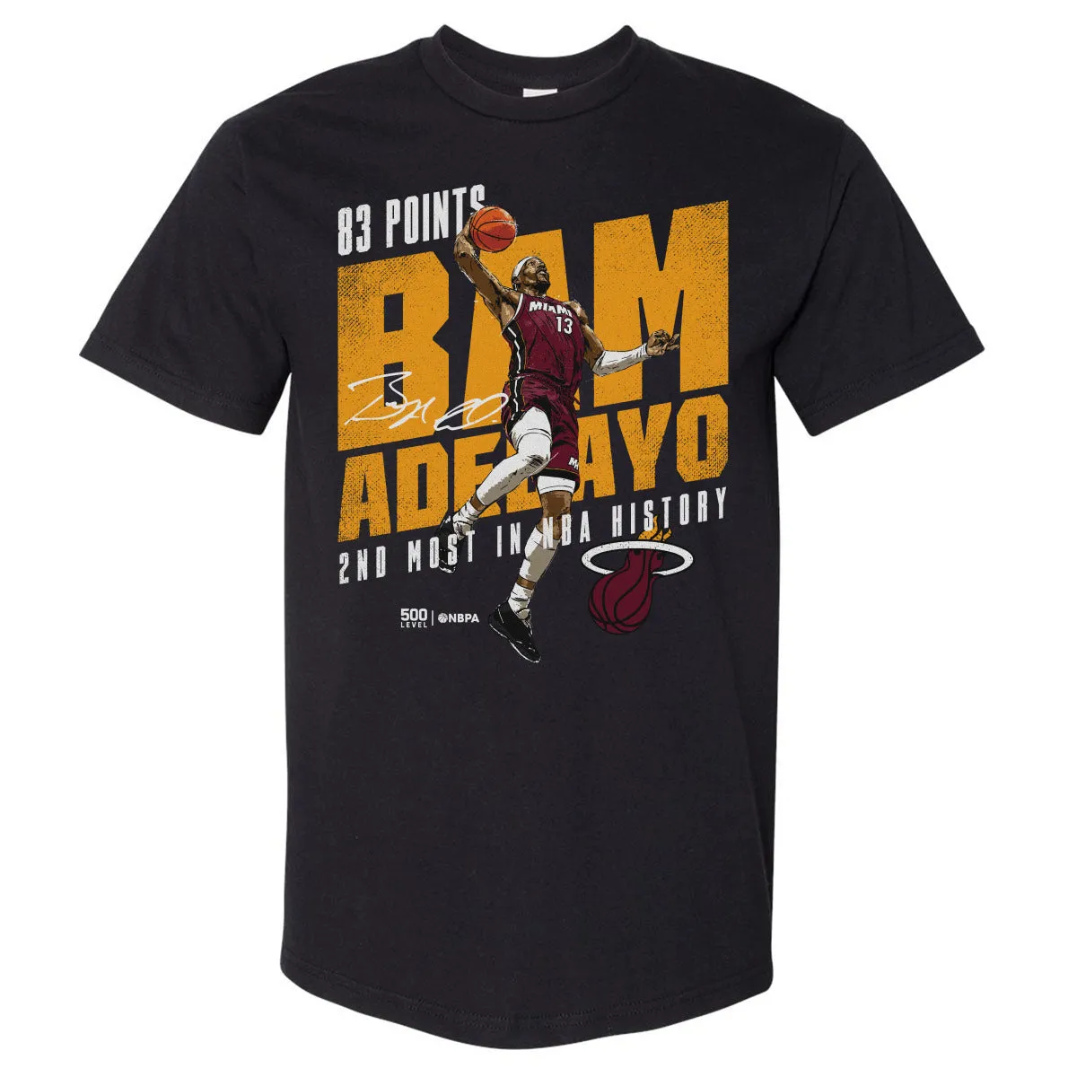 Bam Adebayo Miami Heat 83 Points WHT sold by 500 Level