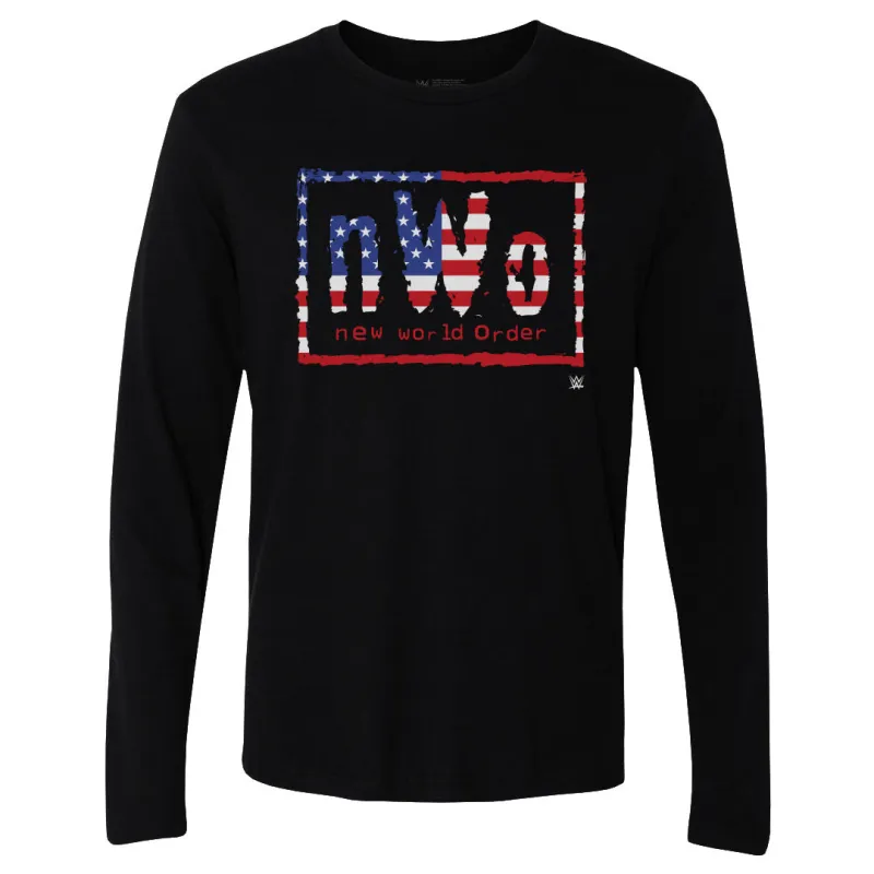 nWo WWE Logo American Flag WHT made by 500 Level