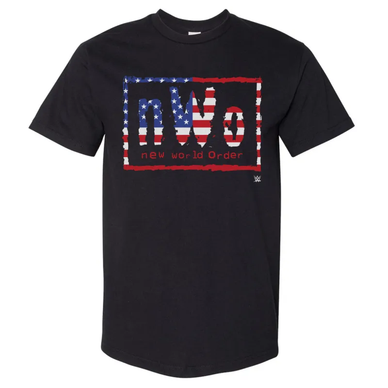 nWo WWE Logo American Flag WHT made by 500 Level