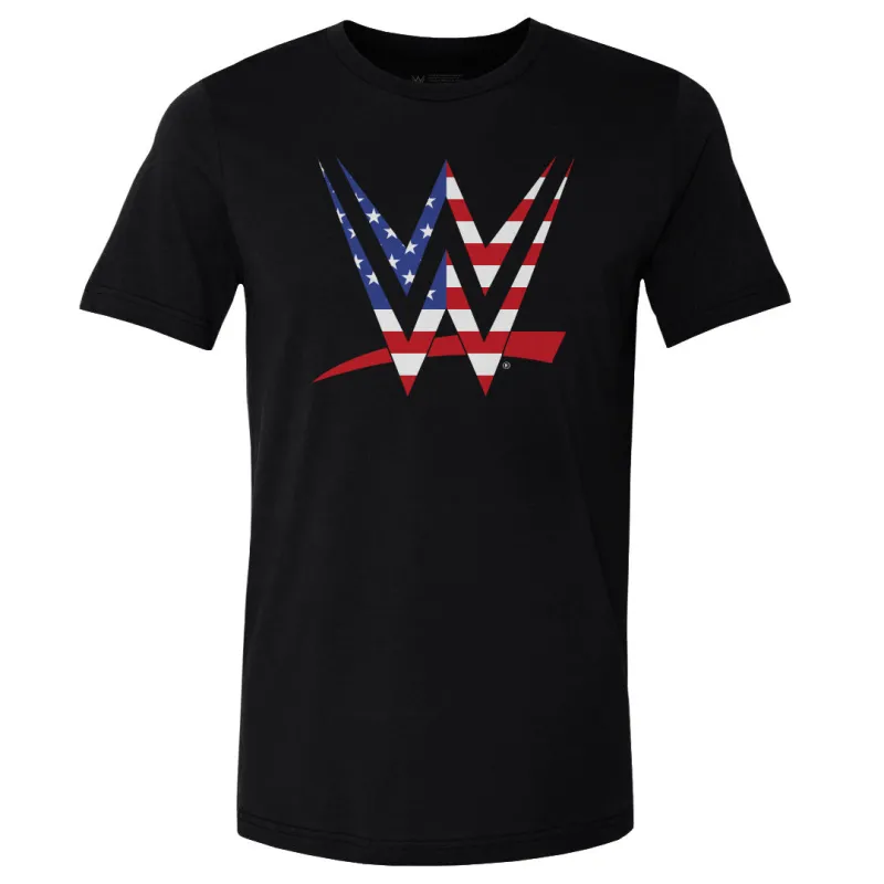WWE Logo American Flag WHT made by 500 Level