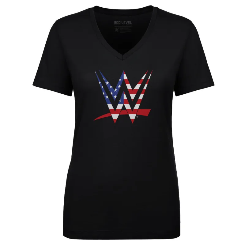 WWE Logo American Flag WHT made by 500 Level