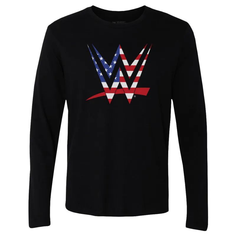 WWE Logo American Flag WHT made by 500 Level