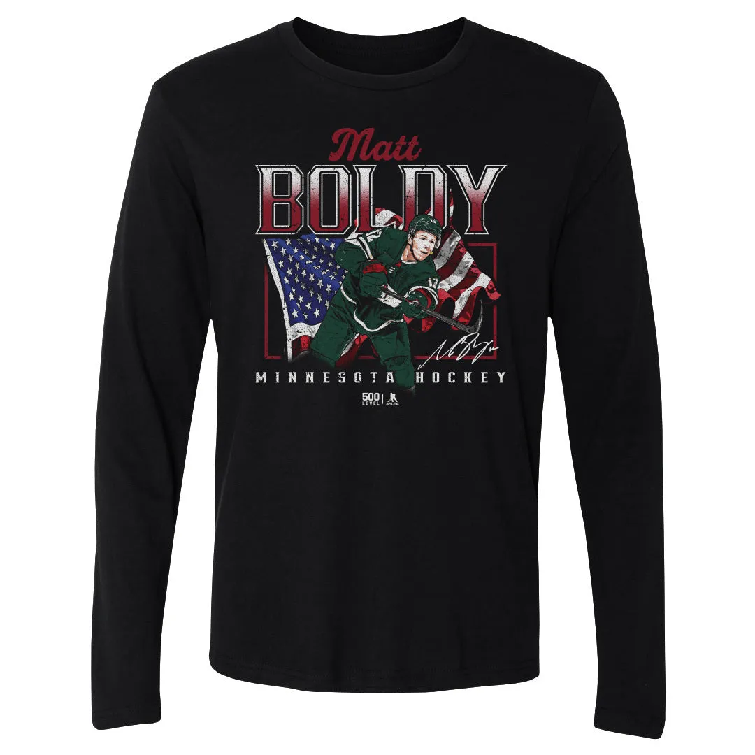 Matt Boldy Minnesota USA Flag WHT sold by 500 Level