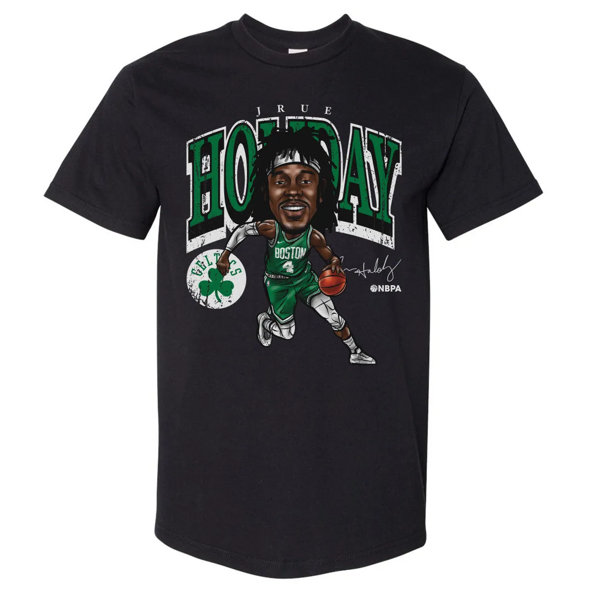 Jrue Holiday Boston Celtics Cartoon WHT sold by 500 Level