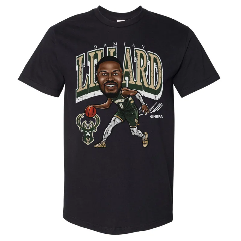 Damian Lillard Milwaukee Bucks Cartoon WHT sold by 500 Level